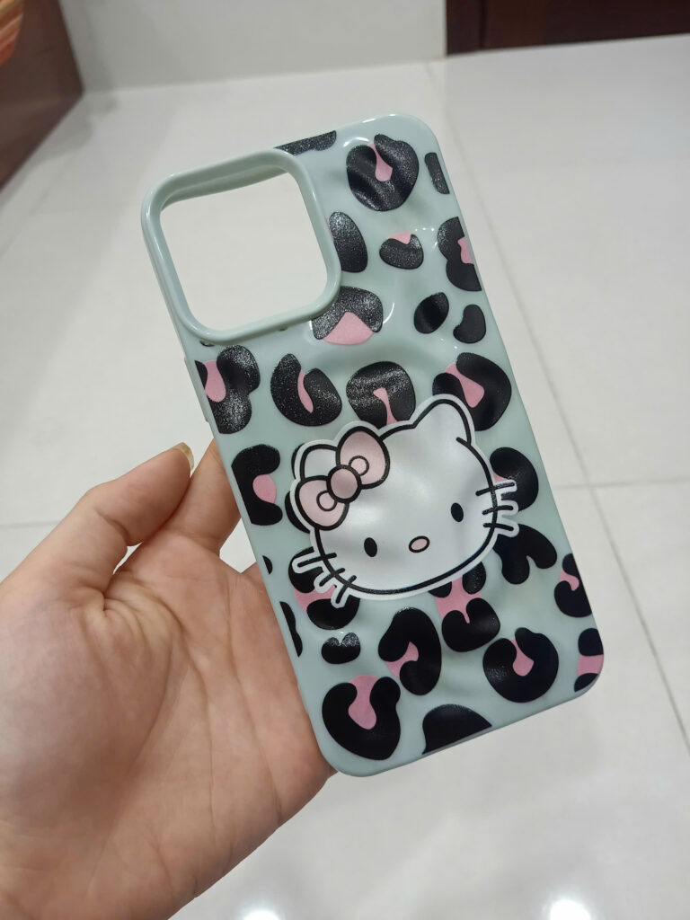 Ốp lưng Kitty Da Báo Xanh Mint 3D Wave