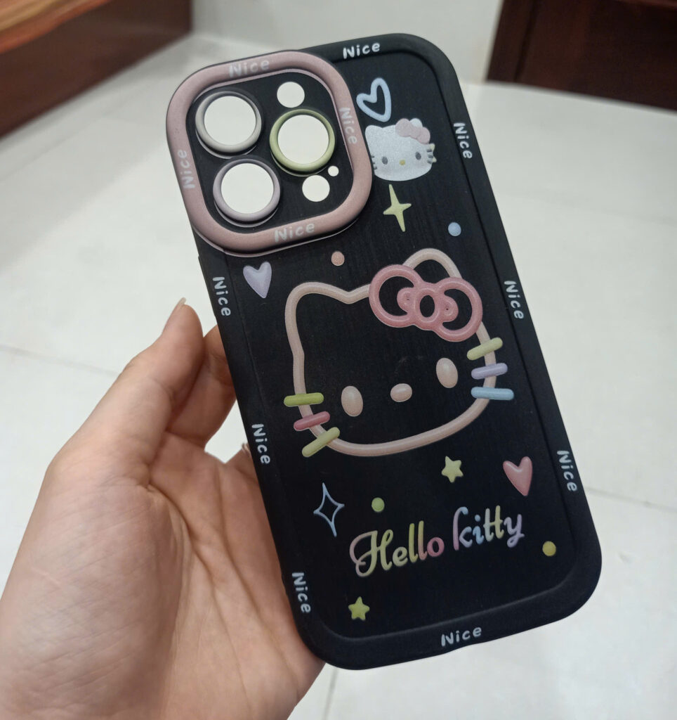 Ốp Lưng iPhone Hello Kitty Đen Pastel